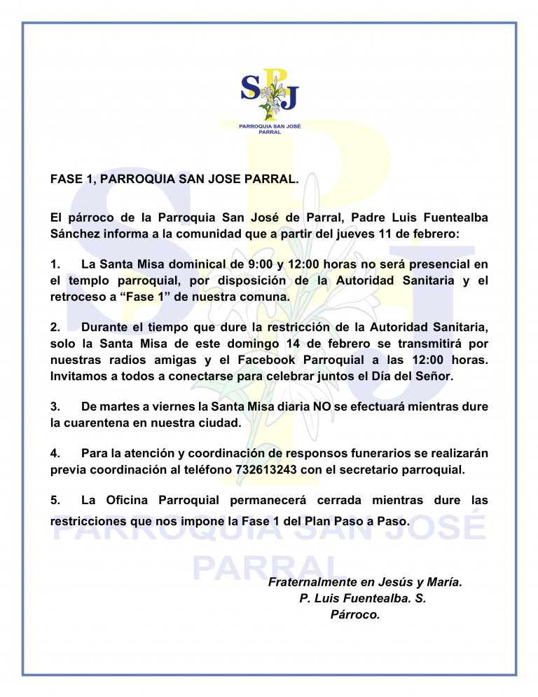 Fase 1 - Parroquia San José de Parral